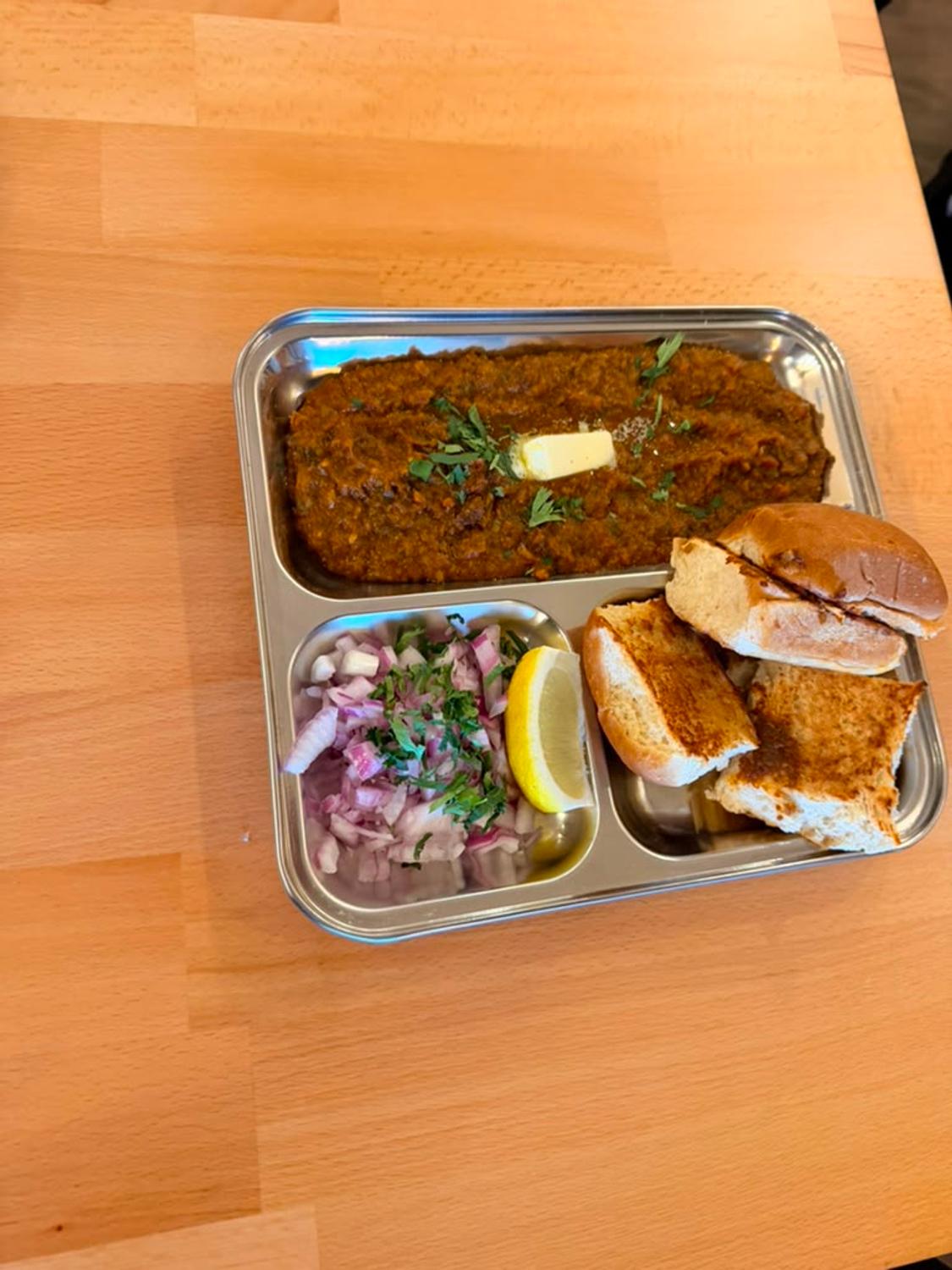 Indian vegetarian food spread at Laddus